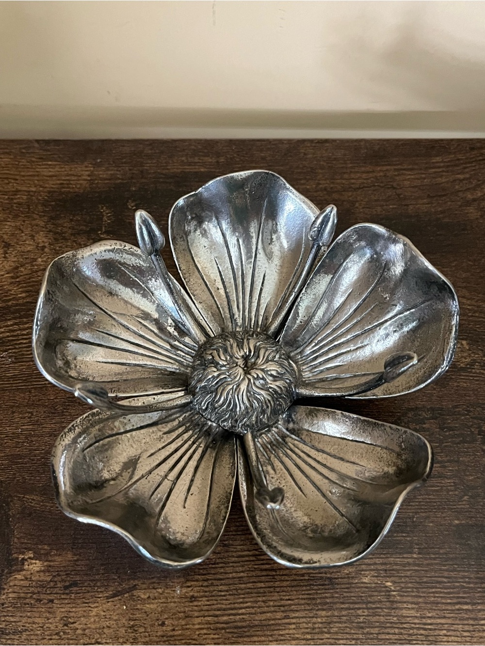 Vintage Italian Floral Ashtray Mid Century 5 Petal Ashtray or Catch All